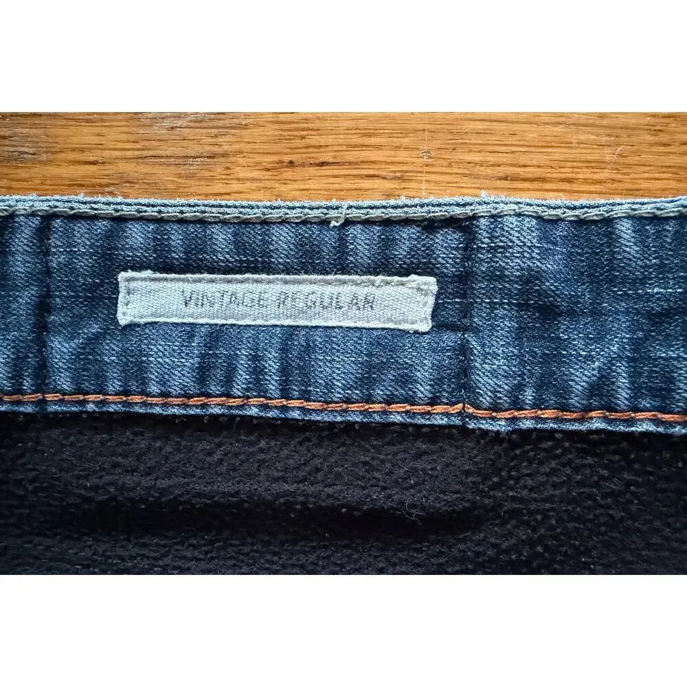 WEATHERPROOF VINTAGE 'Vintage Regular' Distressed Fleece Lined Jeans Mens sz 38
